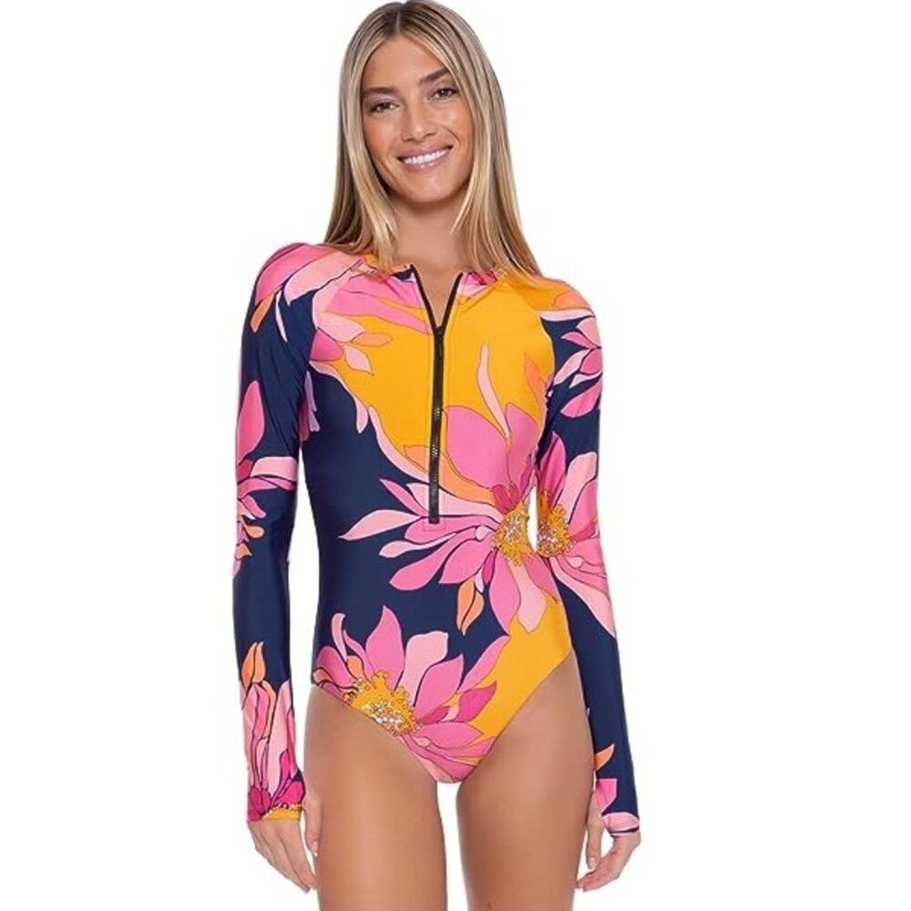 Trina Turk Multi Breeze One Piece Swimsuit  Medium